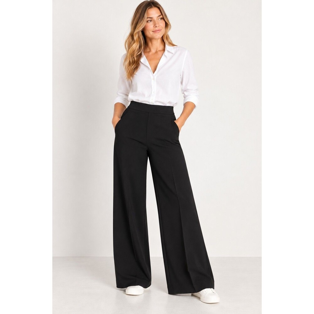NWT SPANX The Perfect Pant Wide Leg Petite XL Black Pull On Stretch Pants 20385Q